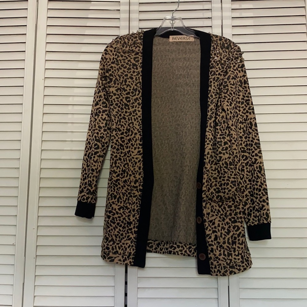 Leopard Cardigan with spikes